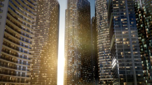 City Skyscrapers at Sunset alt