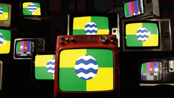 Flag of Nairobi, Kenya, on Retro TVs.