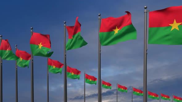 The Burkina Faso Flags Waving In The Wind  - 2K