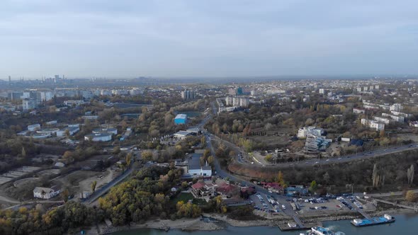 Panoramic View Of Galati City In Western Moldovia Region, Eastern Romania. aerial