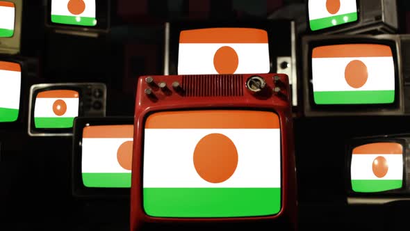 Flag of Niger and Retro TVs.