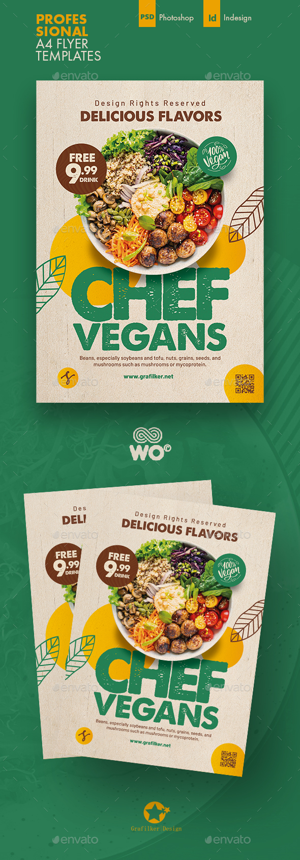 Vegan Food Restaurant Flyer Templates