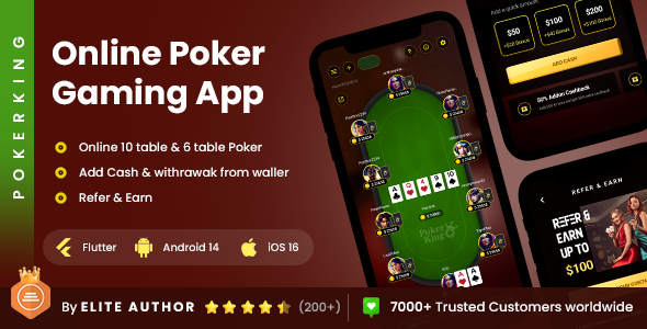 2 App Template | Online Poker Gaming App Template | Multiplayer Card Gaming App | PokerKing