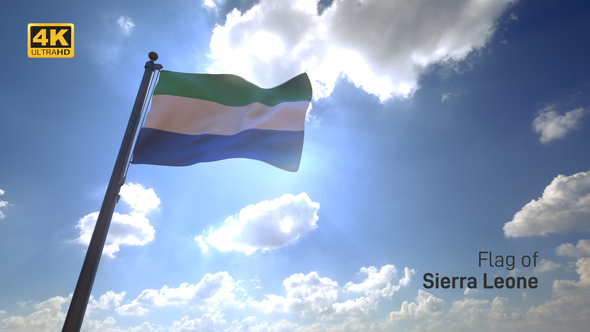 Sierra Leone Flag on a Flagpole V4 - 4K