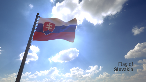 Slovakia Flag on a Flagpole V4