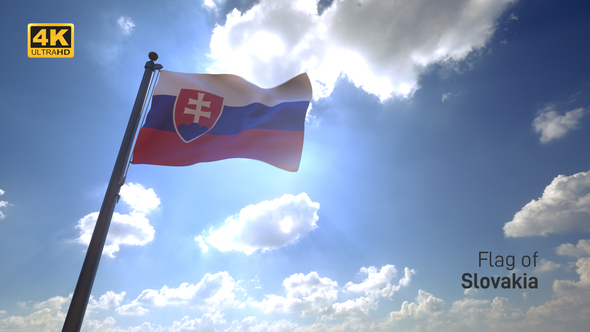 Slovakia Flag on a Flagpole V4 - 4K