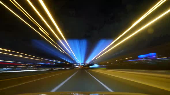 8K Night Lights of Traffic on the City Roads