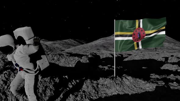 Astronaut Planting Dominica Flag on the Moon alt