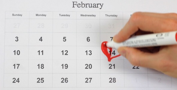 Drawing Valentines Heart on Calendar - 1