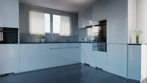 White Elegante Kitchen With Natural Stone Tiles