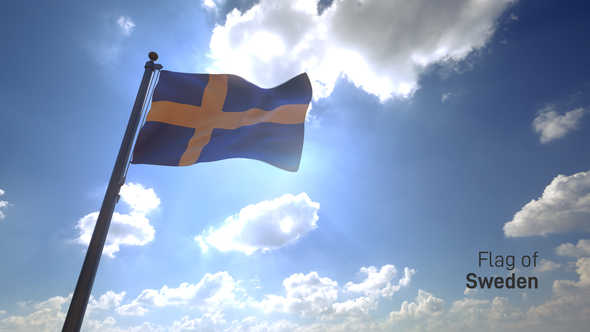 Sweden Flag on a Flagpole V4