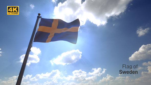 Sweden Flag on a Flagpole V4 - 4K