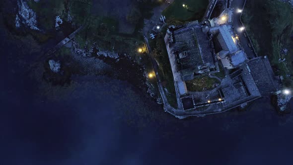 Top View of the Island of Donan at Dusk in Scotland