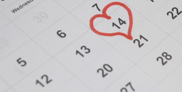 Valentines Day on Calendar