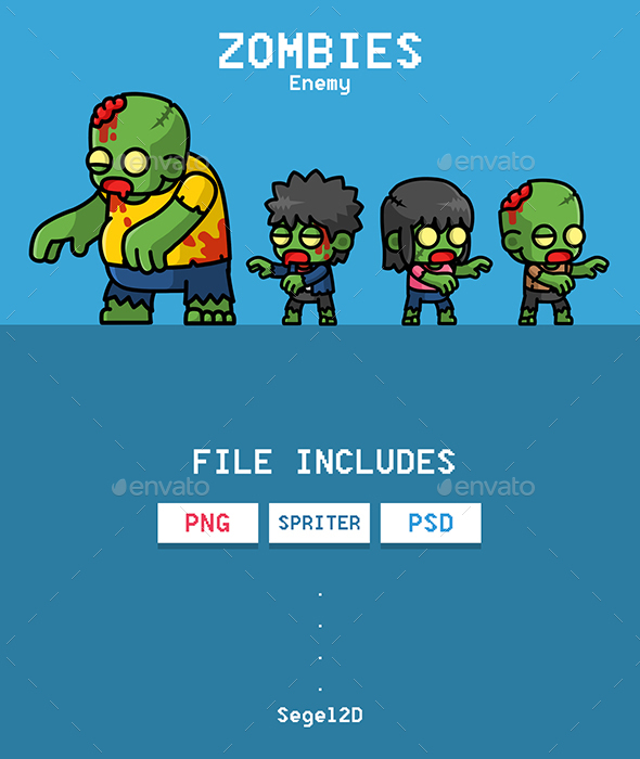 Graphics: 2d Android Game Cartoon Characters Chibi Enemy Game Horror Mini Monster Platfrom Shooter Side Scroller Sprite Sprite Sheet Spriter Survival Survivor Tiny Undead Zombie