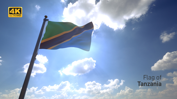 Tanzania Flag on a Flagpole V4 - 4K
