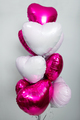 A bunch of many pink and white foil hearts, balloons with helium. - PhotoDune Item for Sale