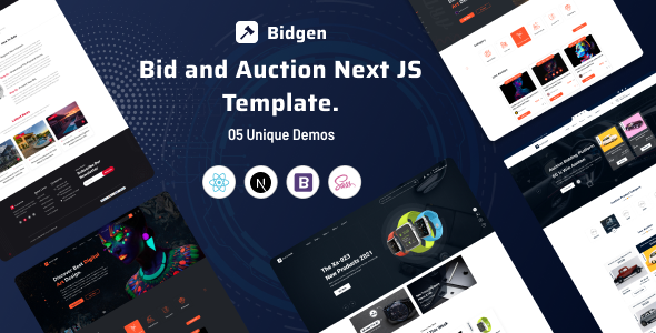 Bidgen - Multivendor Bidding React Next Js Template