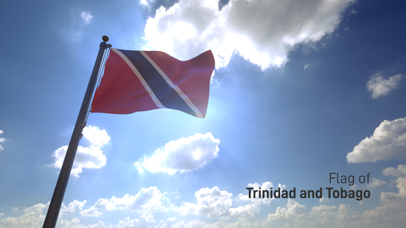 Trinidad and Tobago Flag on a Flagpole V4