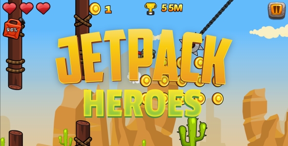 Jetpack Heroes - HTML5 Game + Mobile Version! (Construct 3)