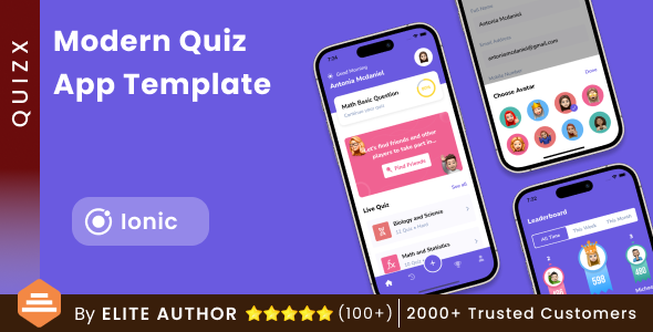 Modern Quiz Solo App + Multiplayer quiz app + 1vs1 quiz App Template | Ionic | QuizX