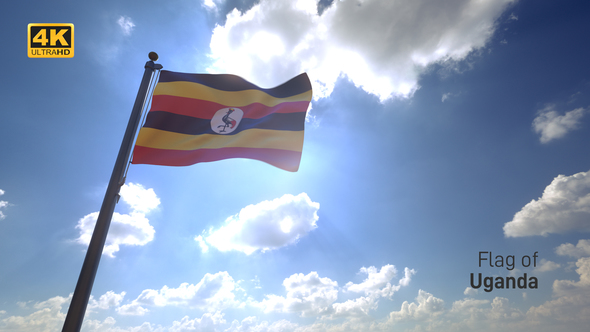 Uganda Flag on a Flagpole V4 - 4K