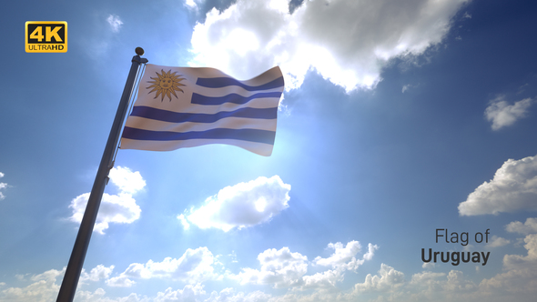 Uruguay Flag on a Flagpole V4 - 4K
