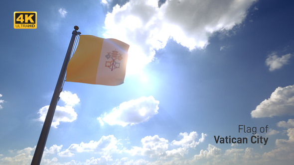 Vatican City Flag on a Flagpole V4 - 4K