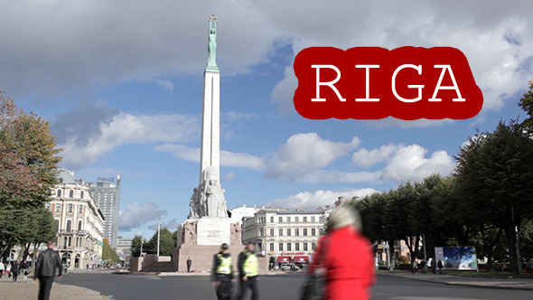 Time Lapse of The Freedom Monument in Riga, Latvia