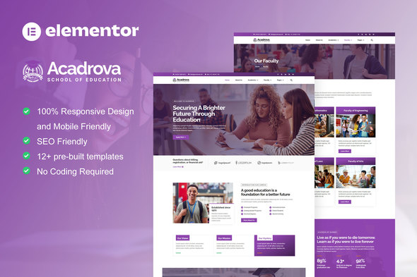 Acadrova - University & School Education Elementor Pro Template Kit