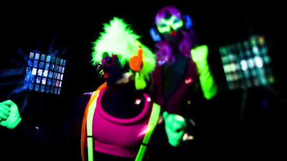 glow uv neon sexy disco female man cyber doll robot electronic toy