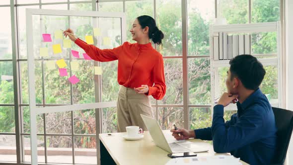 Business People Work on Project Planning Board