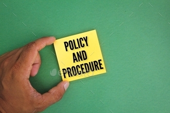 colored paper with the words policy and procedure.