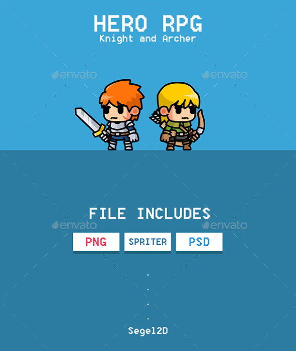 Graphics: 2d Adventure Android Game Archer Arrow Bow Cartoon Characters Chibi Fantasy Game Game Assets Hero Hero Pack Knight Platfrom Player Rpg Side Scroller Spriter Sword