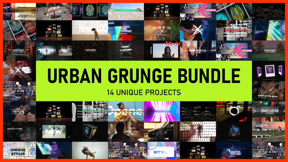 Urban Grunge and Tech Slideshows Bundle 14 in 1