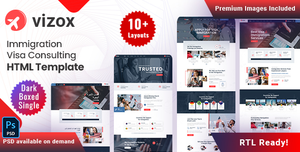 Vizox - Immigration Visa Consulting HTML Template