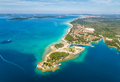 Aerial view of islands in the waters of the picturesque town of Shibenik (Šibenik), Croatia - PhotoDune Item for Sale