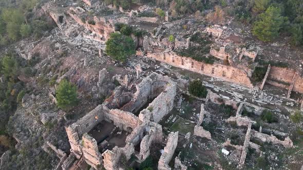 Ancient City Aerial View 4 K Alanya Turkey