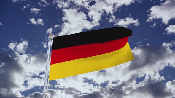 Germany Flag With Sky 4k