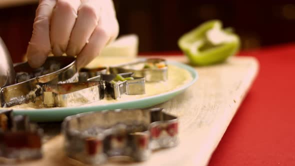 Eggs with Vegetables Into Cookie Cutters