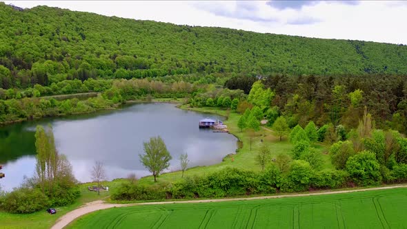 Beautiful drone video above bavarian landscape