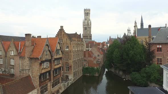 Aerial view of Dijver Canal and its surroundings