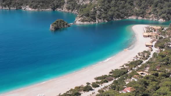 Aerial Drone View Oludeniz Beach Turkey Mediterranean Cost