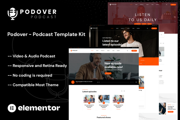 Podover - Podcast Elementor Template Kit
