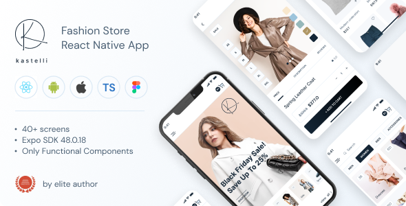 Kastelli - Fashion E-Commerce React Native App | Expo SDK 48.0.18 | TypeScript | Redux Store
