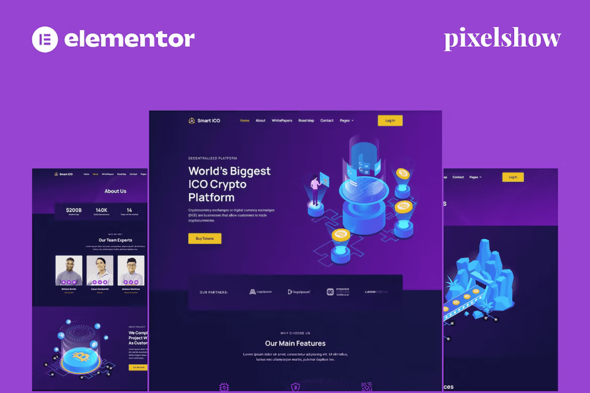 Smart ICO -  Crypto Currency Elementor Pro Full Site Kit