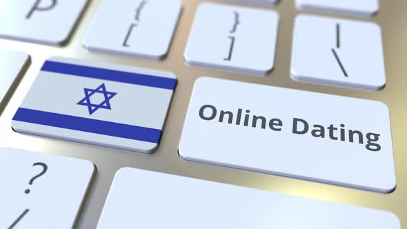 Online Dating Text and Flag of Israel on the Keyboard