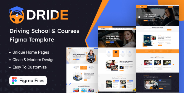 Dride - Driving School & Courses Figma Template