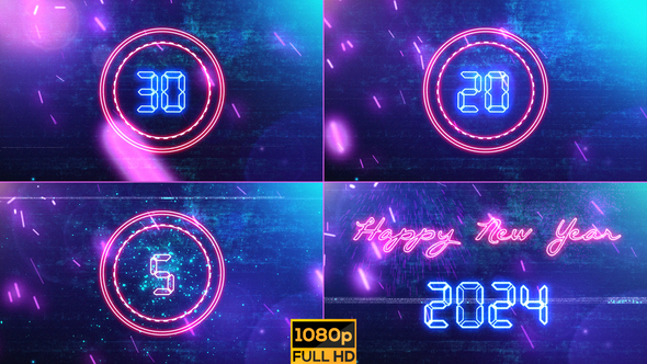 New Year Countdown 2024 Neon V1