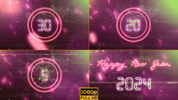 New Year Countdown 2024 Neon V3